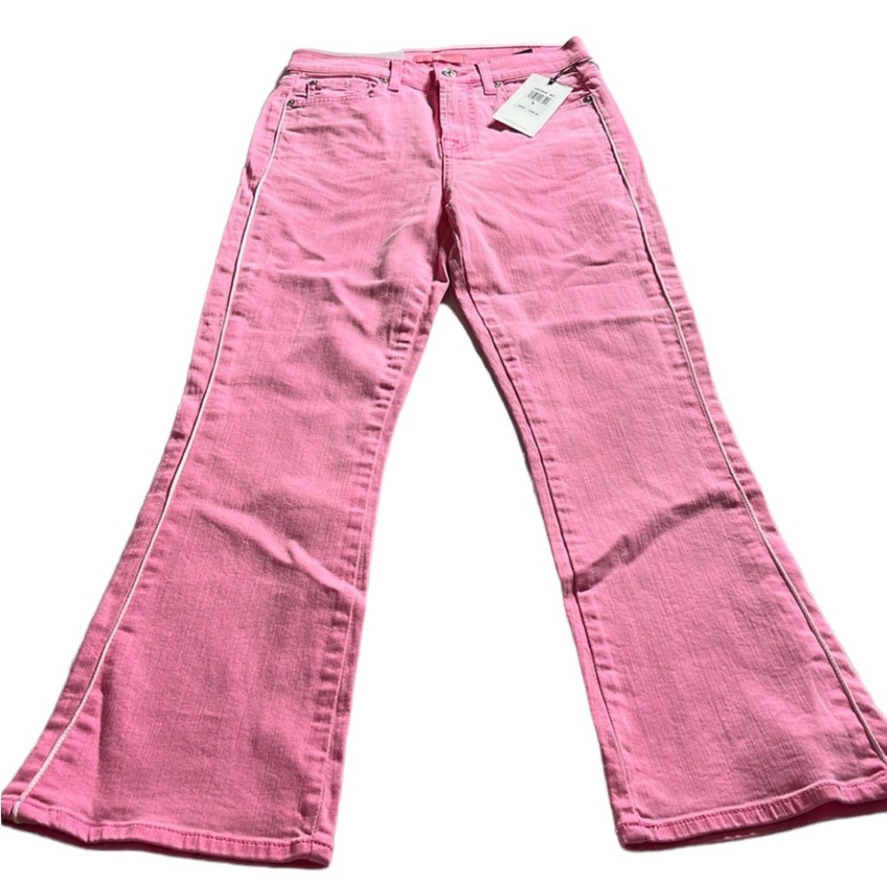 7 FOR ALL MANKIND size 26 pink jeans. high waist slim kick stretch NWT